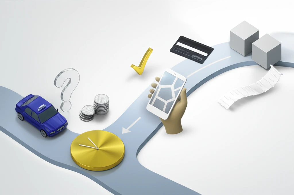 택시 경로 확인 영어로 묻기 우회 없..