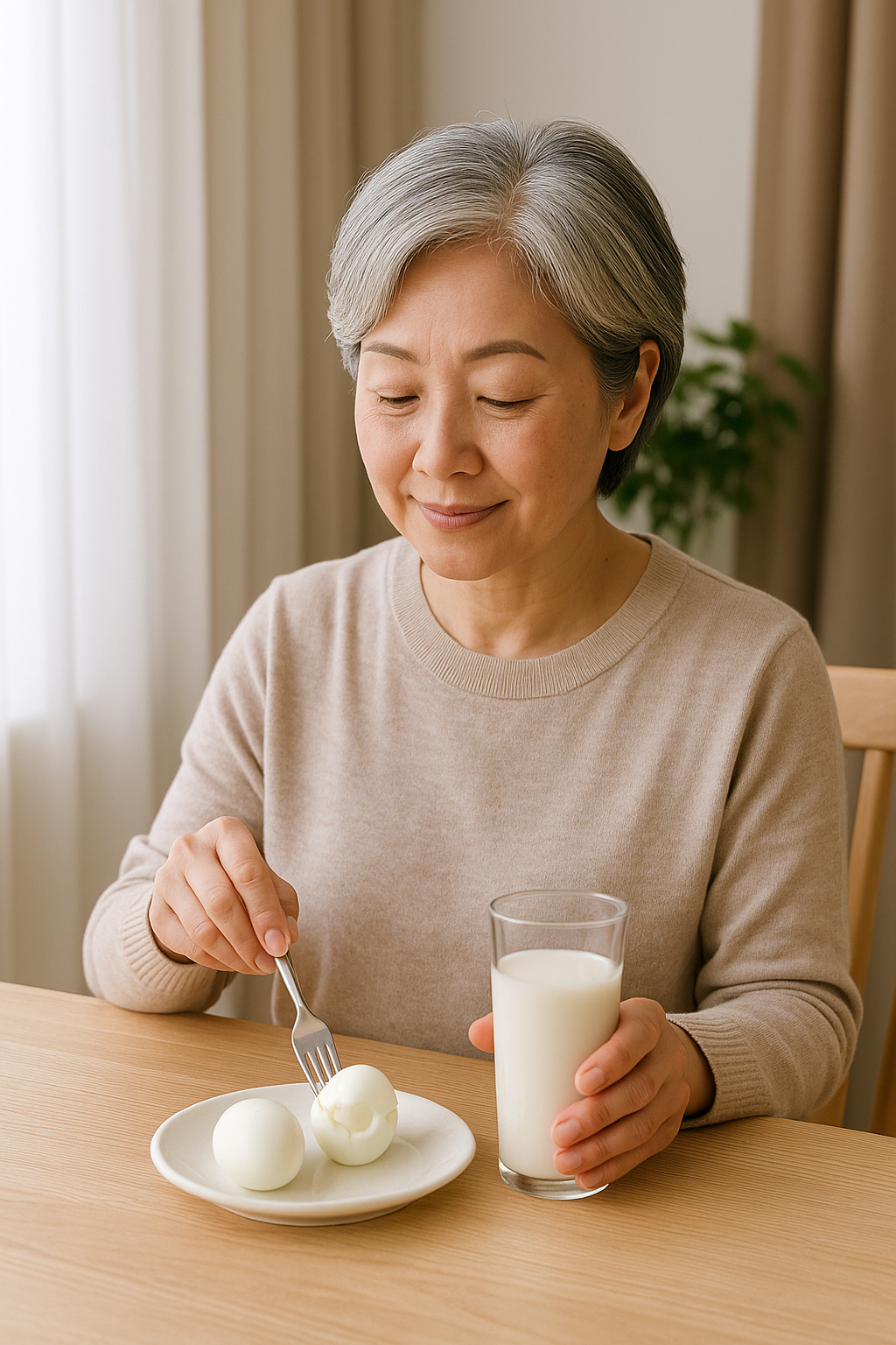 아침을 먹는 여유로운 모습
