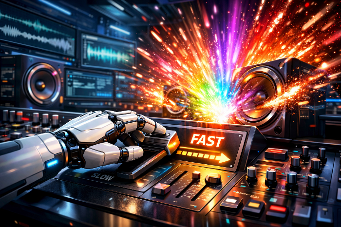 AI 오디오 엔진을 통해 음질 손상 없이 속도를 높이는 스페드 업 제작 공정.