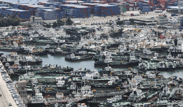 부산항으로 대피한 선박