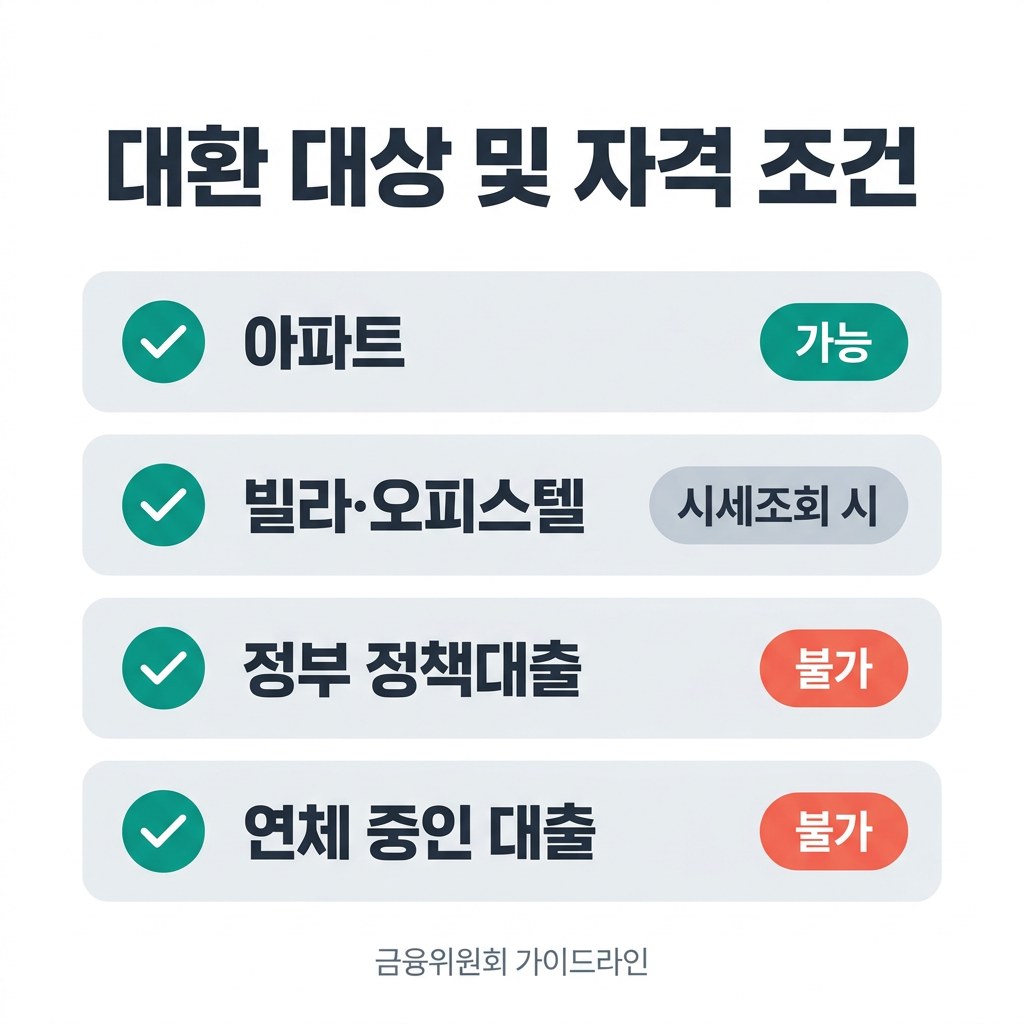 주택담보대출 갈아타기 대환 대상 및 자격 조건