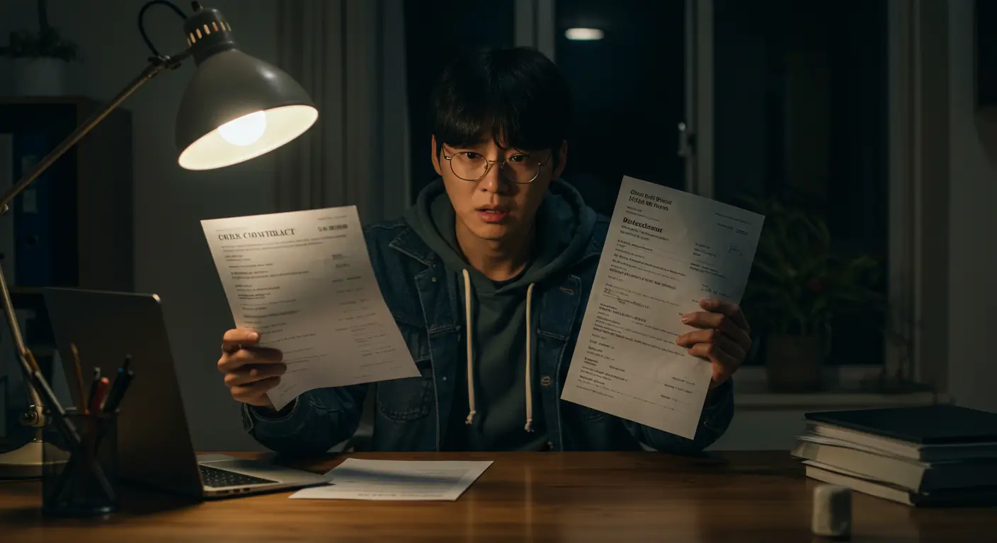 4대보험 미가입으로 대출이 거절되어 막막해하는 프리랜서 근로자