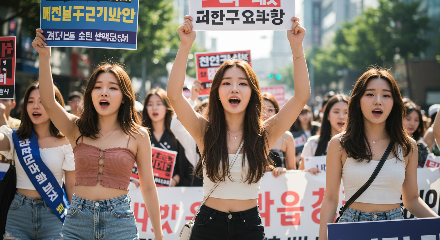 시위중인 여성들