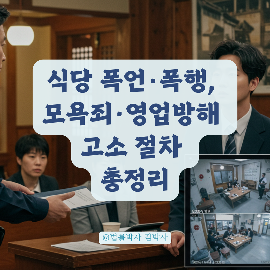 식당 영업 중 발생한 폭언&middot;폭행 사건, 모욕죄&middot;영업방해로 확장 고소하는 법적 절차.