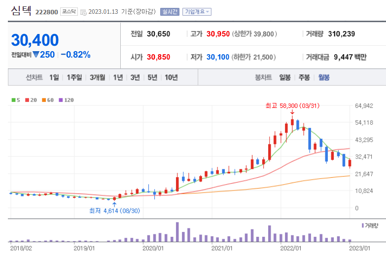 심텍 주가흐름