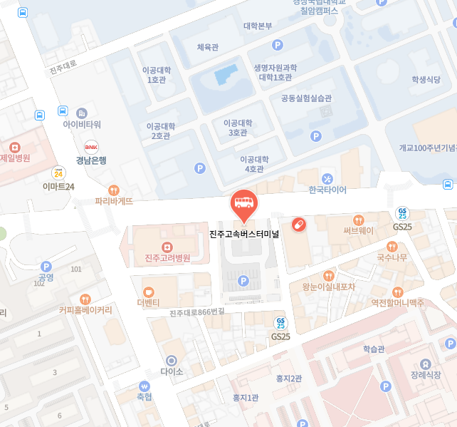 진주고속버스터미널 위치-지도