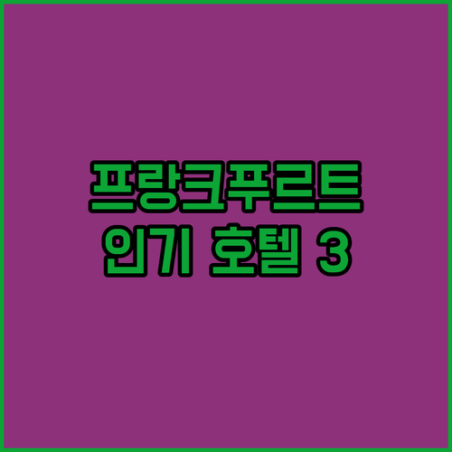 솔직 후기 프랑크푸르트 인기 호텔 3..