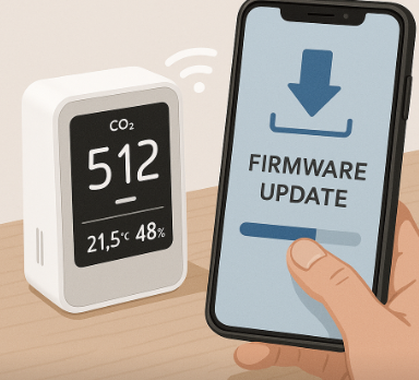 공기질 측정기와 디지털 기반 측정기를 비교하는 이미지