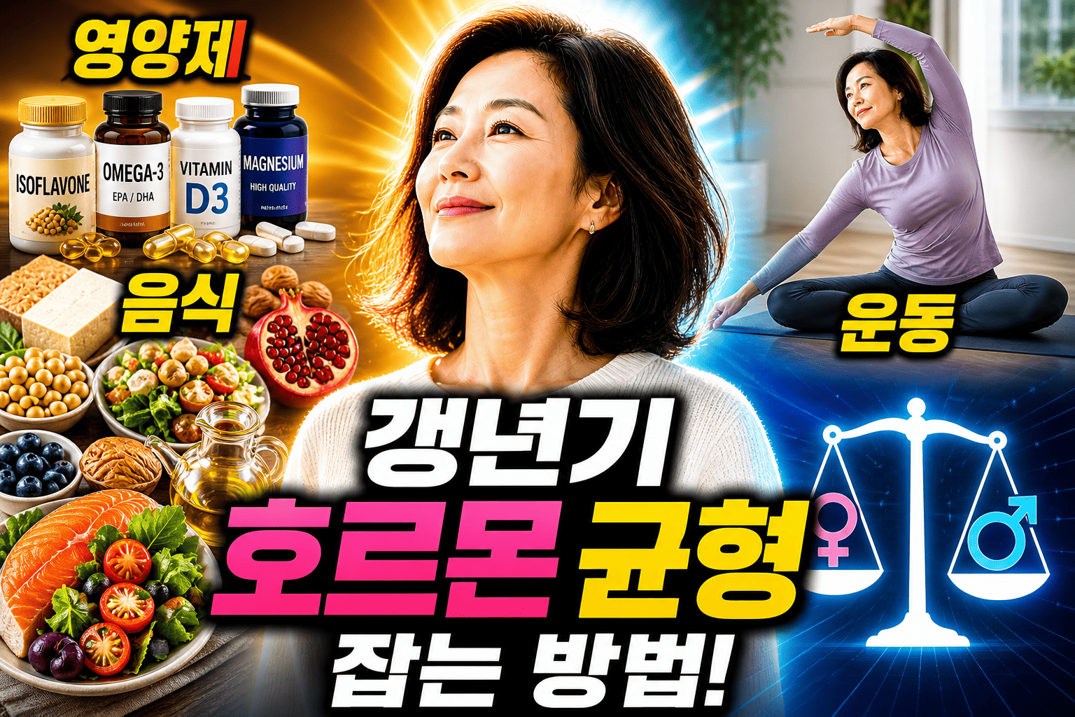 갱년기 호르몬 균형 잡는 방법 (영양제, 음식, 운동)