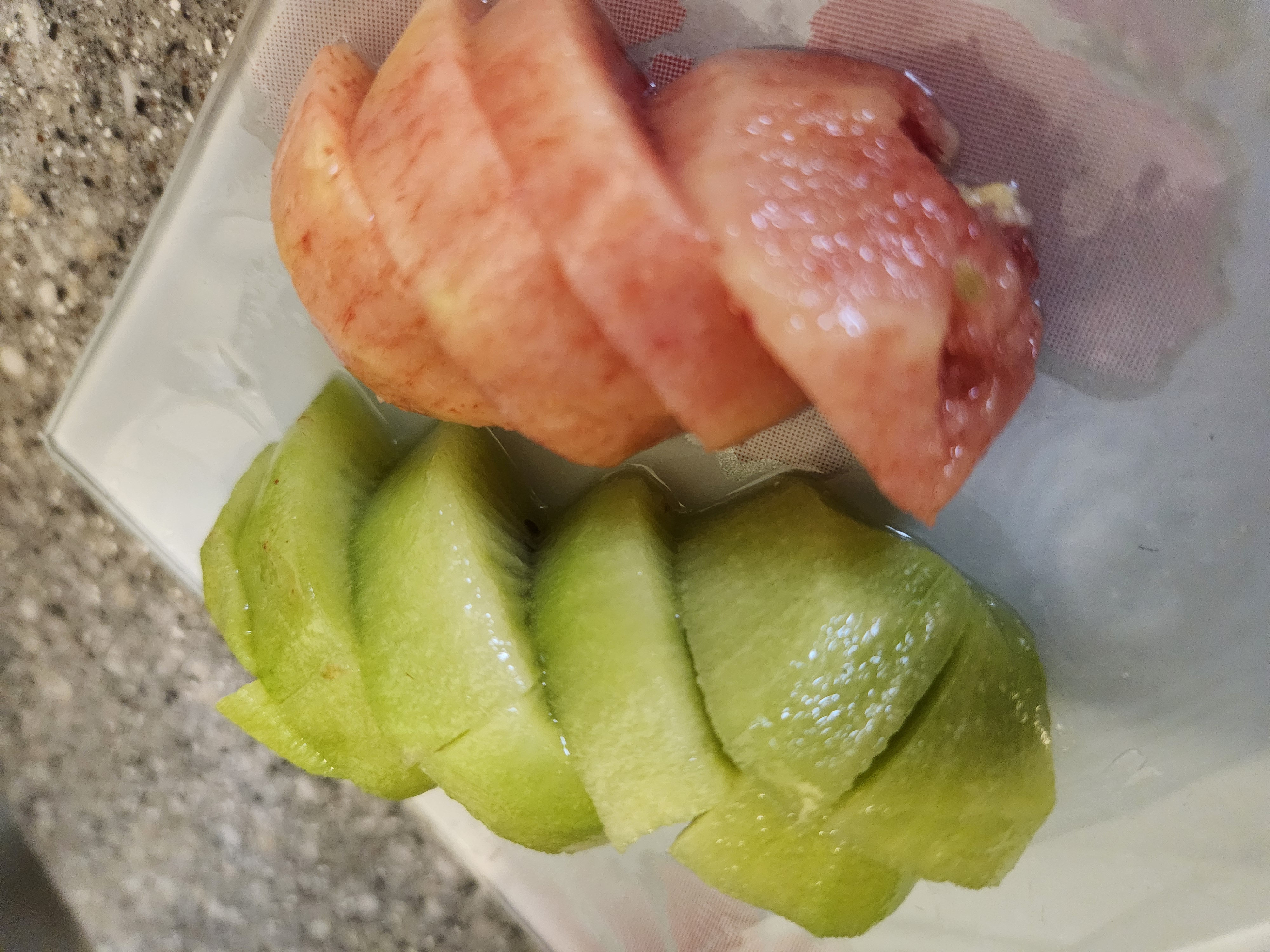 그린키위와 레드키위를 접시에 담아 잘랐습니다.