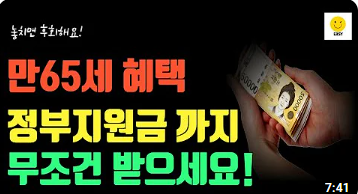 65세이상 정부지원금 혜택