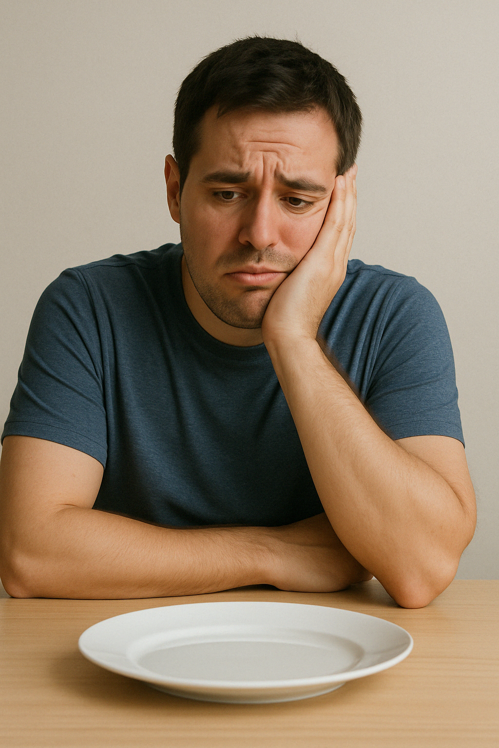 가짜 배고픔을 느끼는 남자 사진