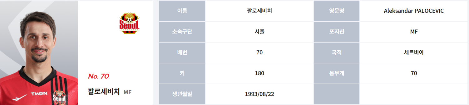팔로세비치 (포항 스틸러스) 프로필