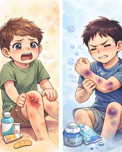 Differences in abrasions and bruises Causes, symptoms, pain stages, and treatments at a glance