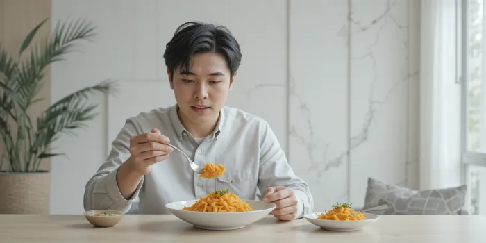 고구마 샐러드 먹는 남성