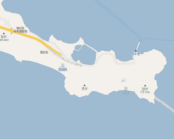 원산도와 대천항 진입로 상세