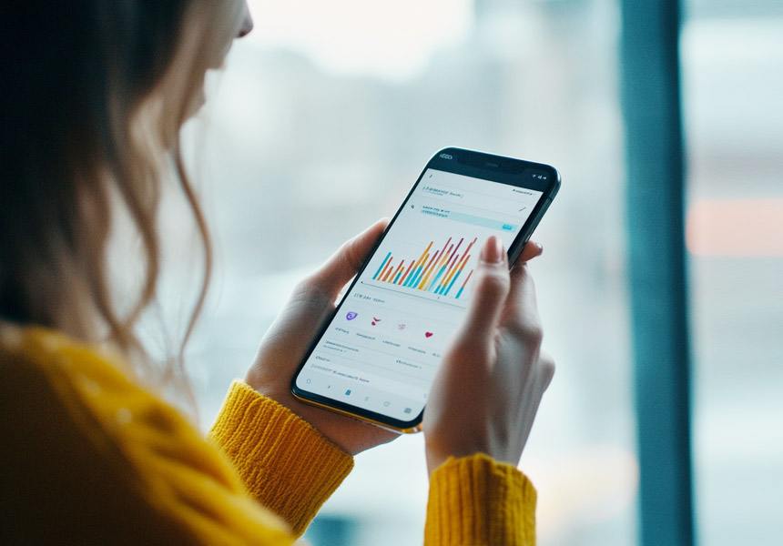 자동이체 기능을 설정하는 금융앱 화면을 조작하는 사람