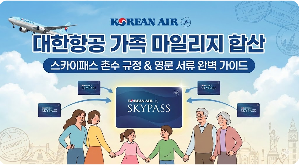 대한항공 스카이패스 가족 마일리지 합산 시 주의할 '촌수' 규정과 가족관계증명서 영문 발급법