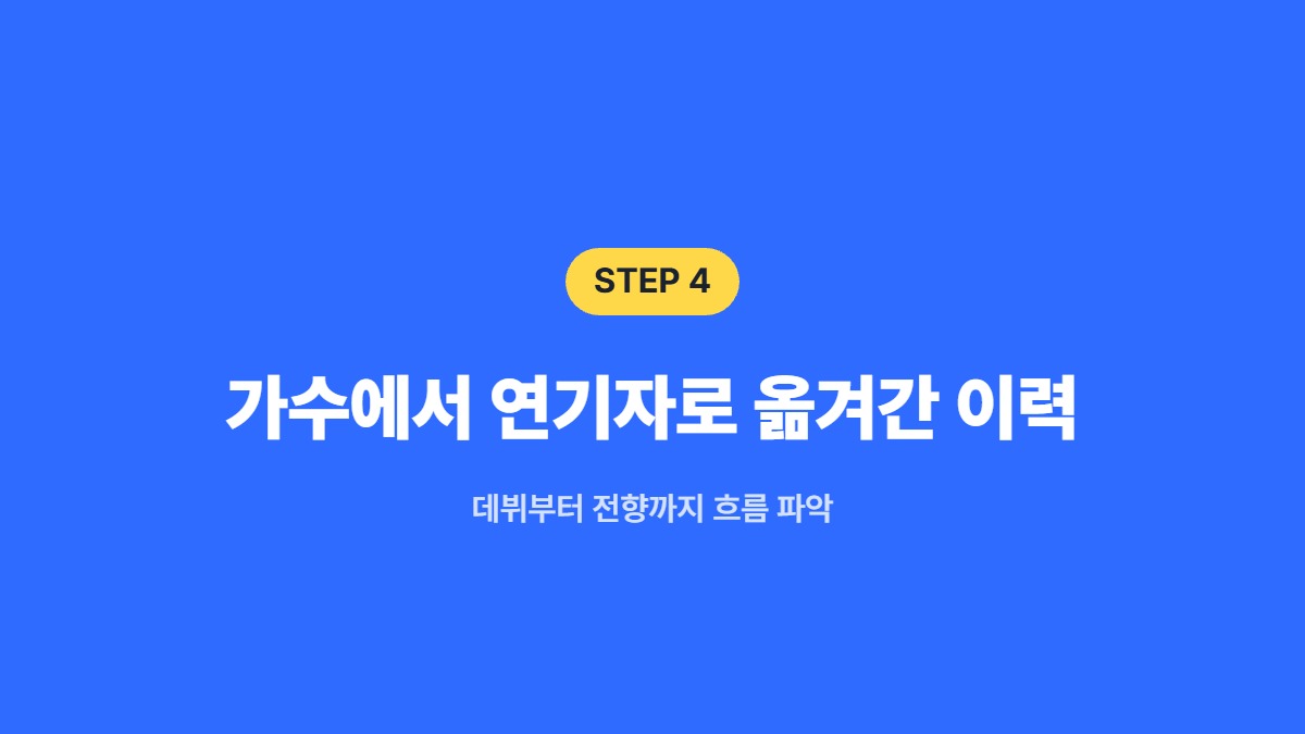 가수에서 연기자로 옮겨간 이력 — 데뷔부터 전향까지 흐름 파악