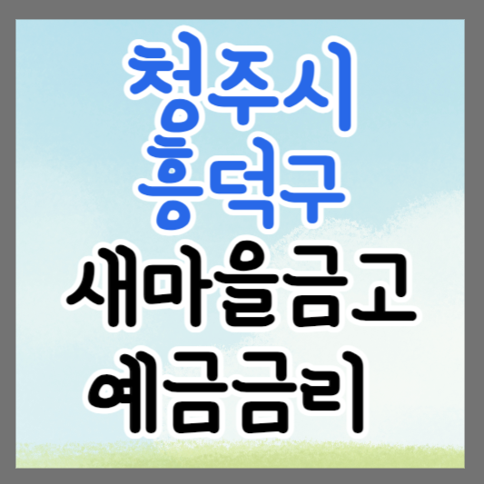 청주시 흥덕구 새마을금고 정기예금 금리 높은 곳 추천 ❘ 금리비교 ❘ 특판 ❘ 적금금리