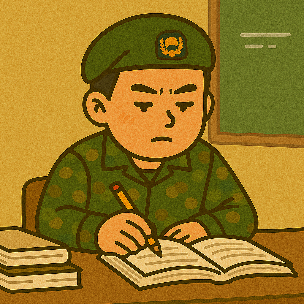 군 복무 중 학업을 병행하는 군인의 모습