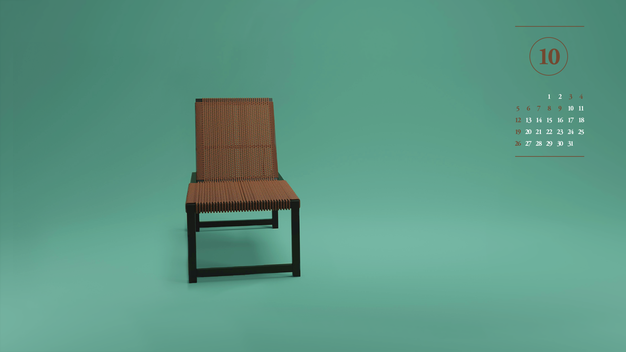 01 갈색 의자 녹색배경 A - 2025년10월 노트북배경화면