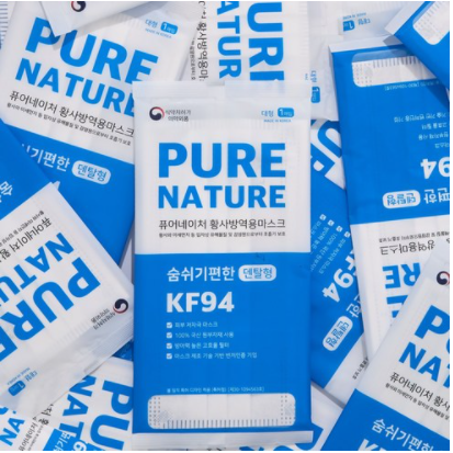 퓨어네이처 덴탈형 KF94 100% 국산 피부 저자극 마스크, (대형) 30매입 1박스