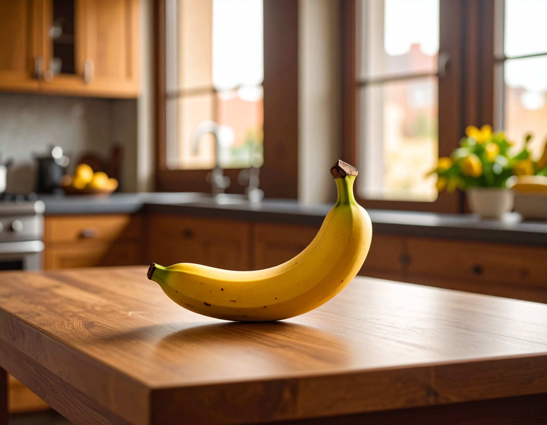 공복에 먹은 바나나 한 개가 테이블 위에 놓여 있는 모습
