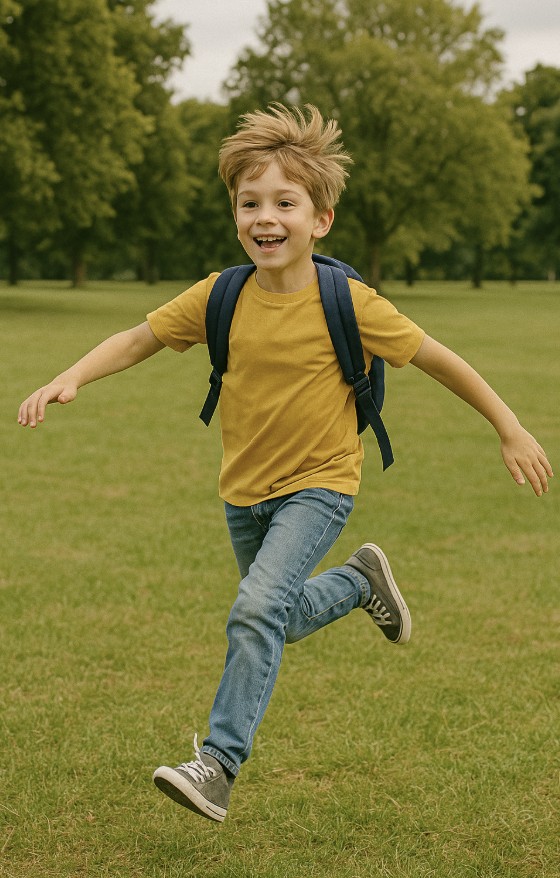 뛰어놀며 스트레스를 해소하는 아이 사진
