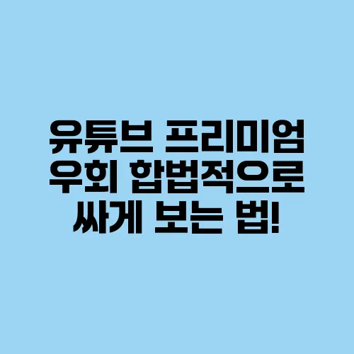 유튜브 프리미엄 우회 합법적으로 싸게 보는 법!
