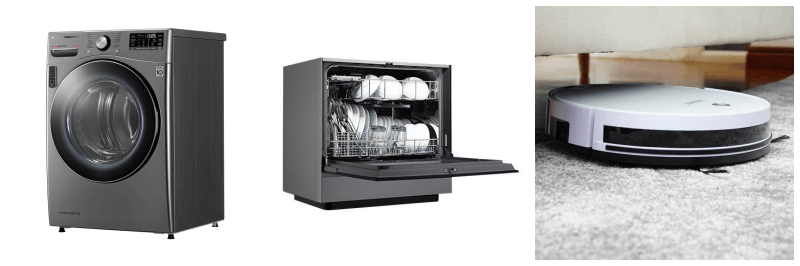건조기, 식기세척기, 로봇청소기 사진
