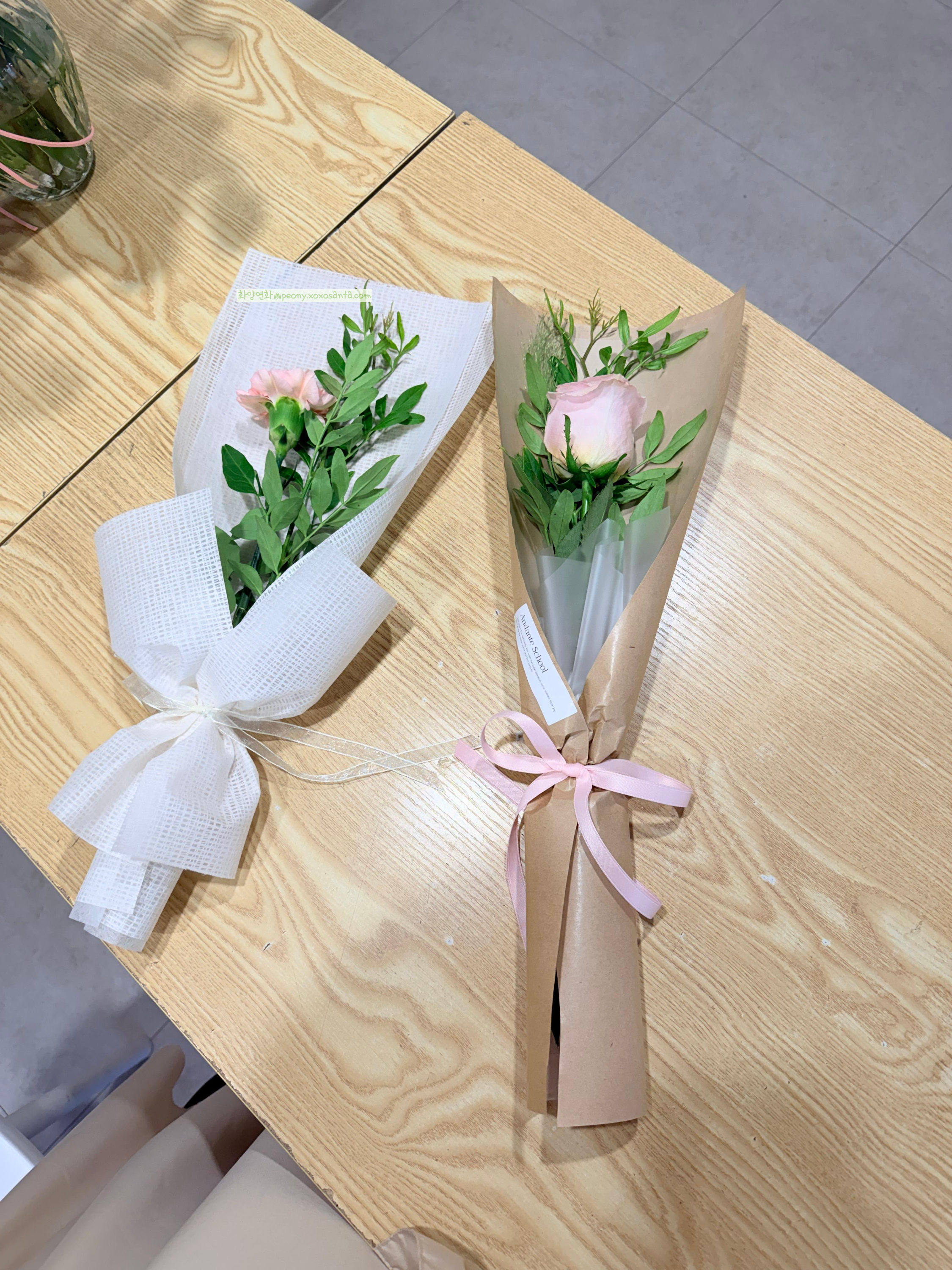 [007] 플로리스트 가장 기본&amp;#44; 화병꽃이 &amp; 한송이포장 수업 기록 &amp;#124; 플로리스트 국비지원 4일차 한송이포장