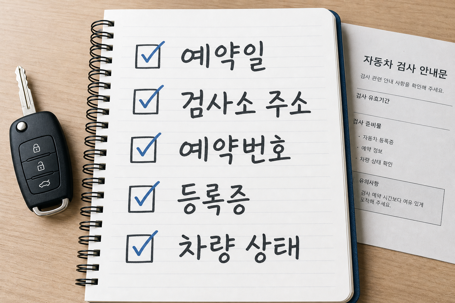 자동차 검사 예약 후 방문 전 예약일 검사소 주소 예약번호 차량 상태를 확인하는 체크리스트
