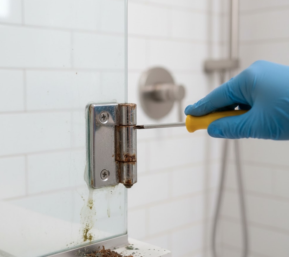 원룸 샤워 부스 경첩 교체 및 물 새는 문제 해결 DIY 가이드