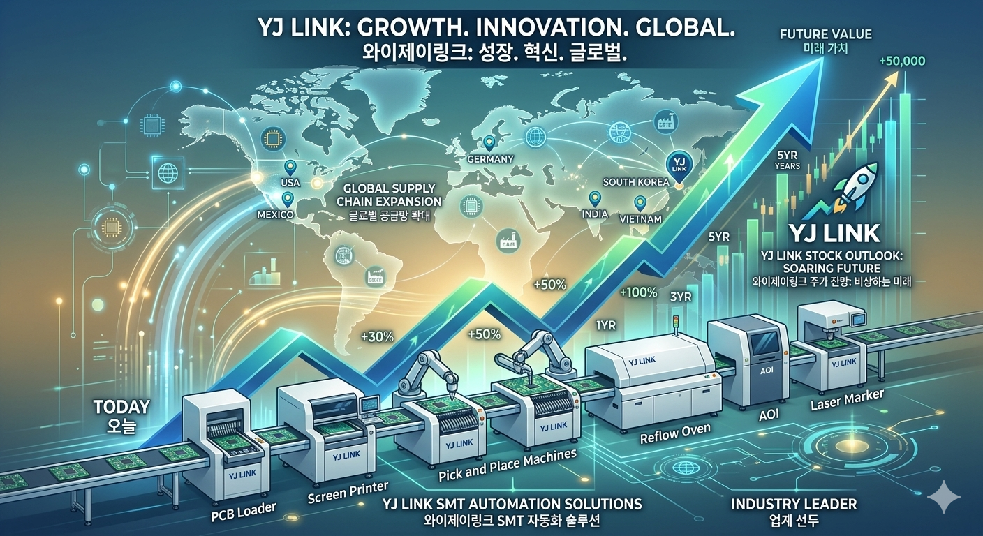 와이제이링크 주가 전망 및 반도체 PCB 자동화 장비 SMT 생산 라인 전경