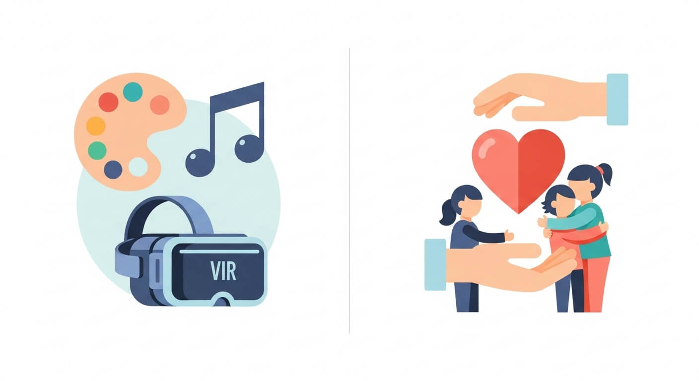 서비스 차이: 일상 케어 vs 정서·문화 프로그램