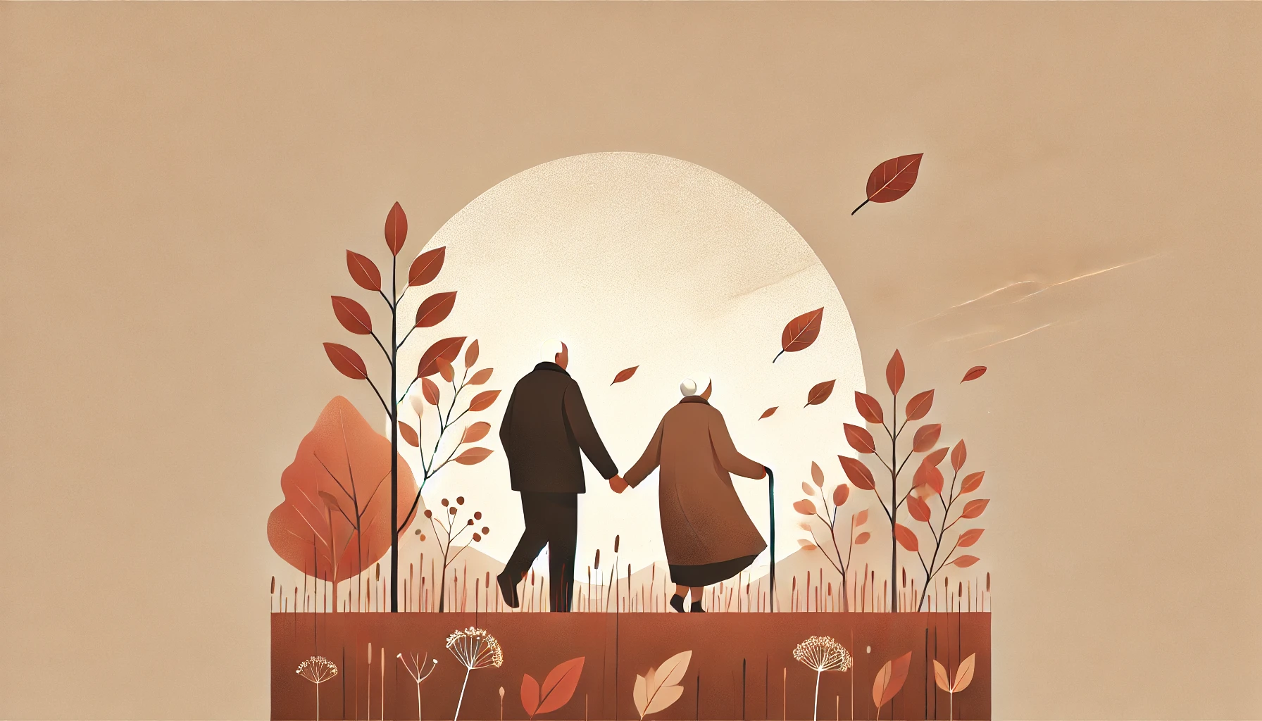 The elder couple are going toward the sum in the fall