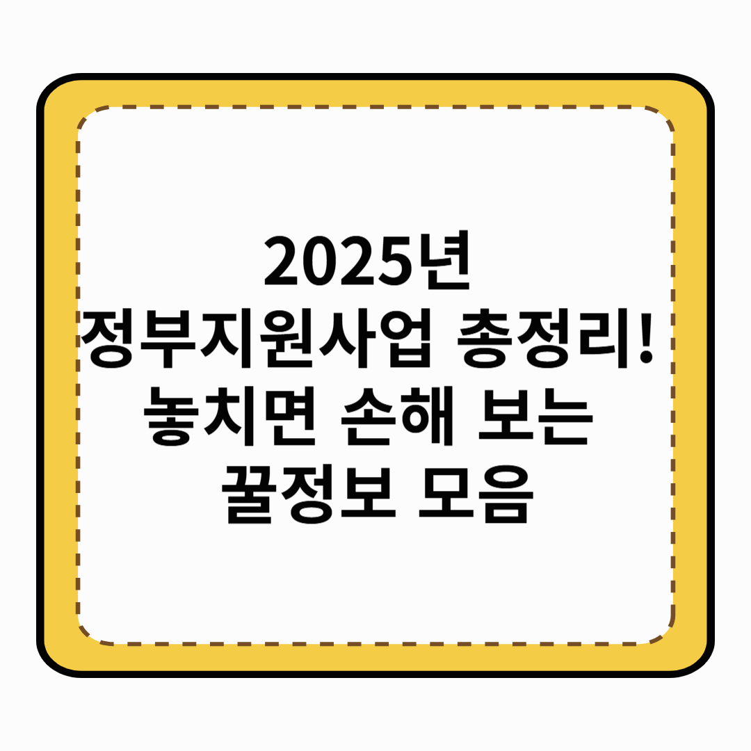 2025년 정부지원사업 총정리! 놓치면 손해 보는 꿀정보 모음