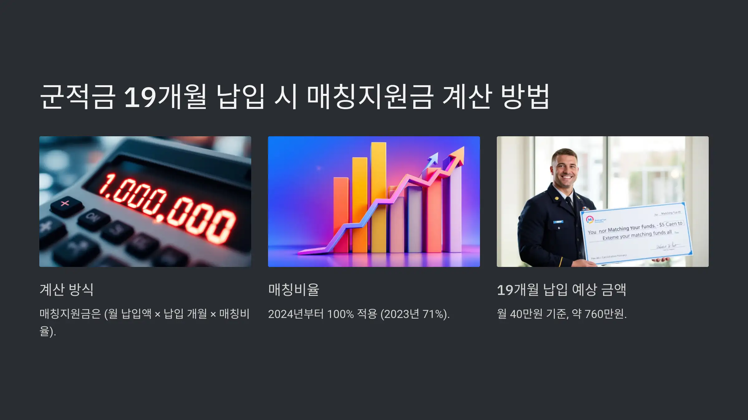 군적금 전역월 수동 납입으로 19개월 납입 매칭지원금 계산 방법