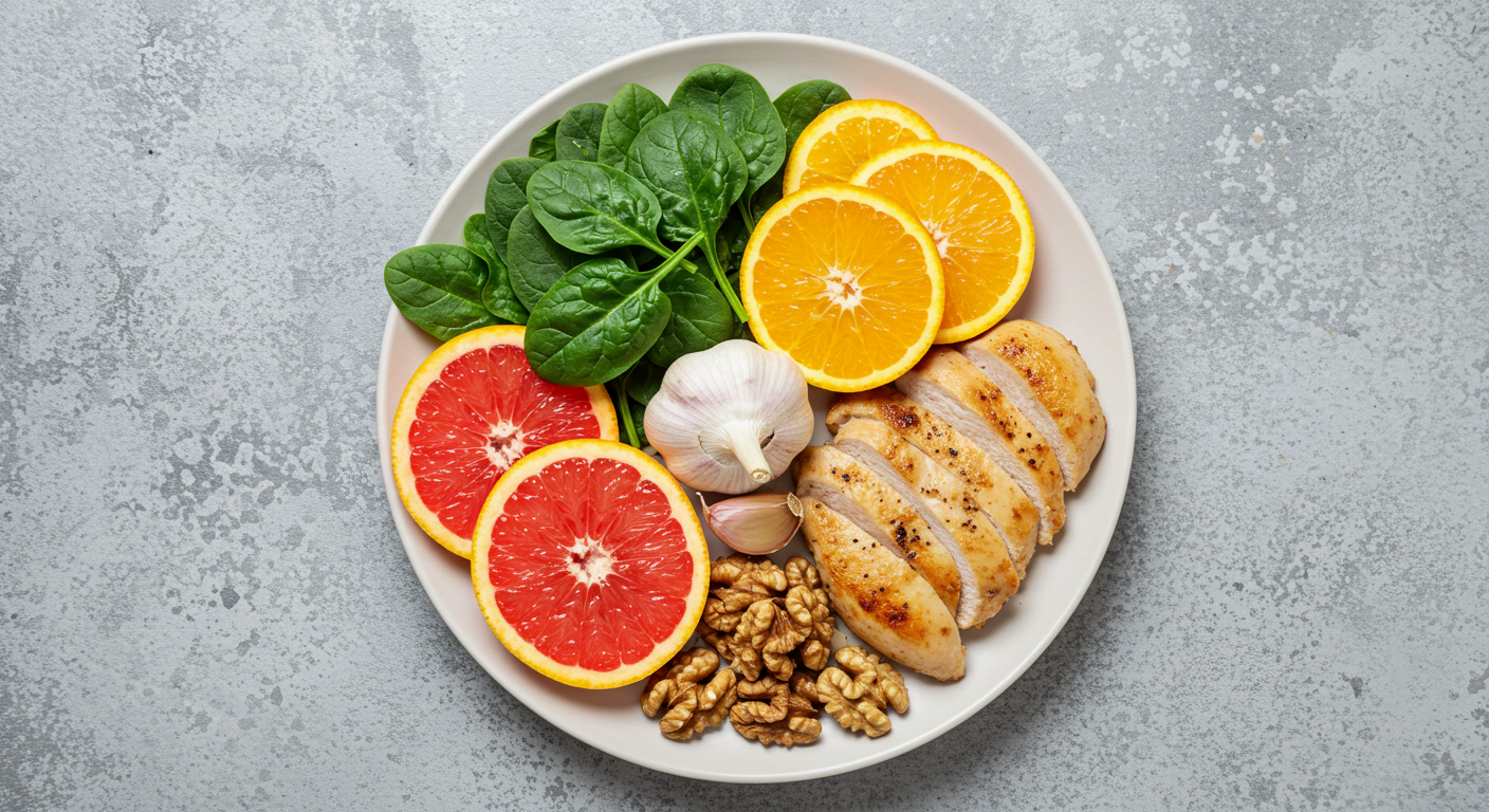 단백질과 비타민이 풍부한 식단이 호중구 회복에 도움.