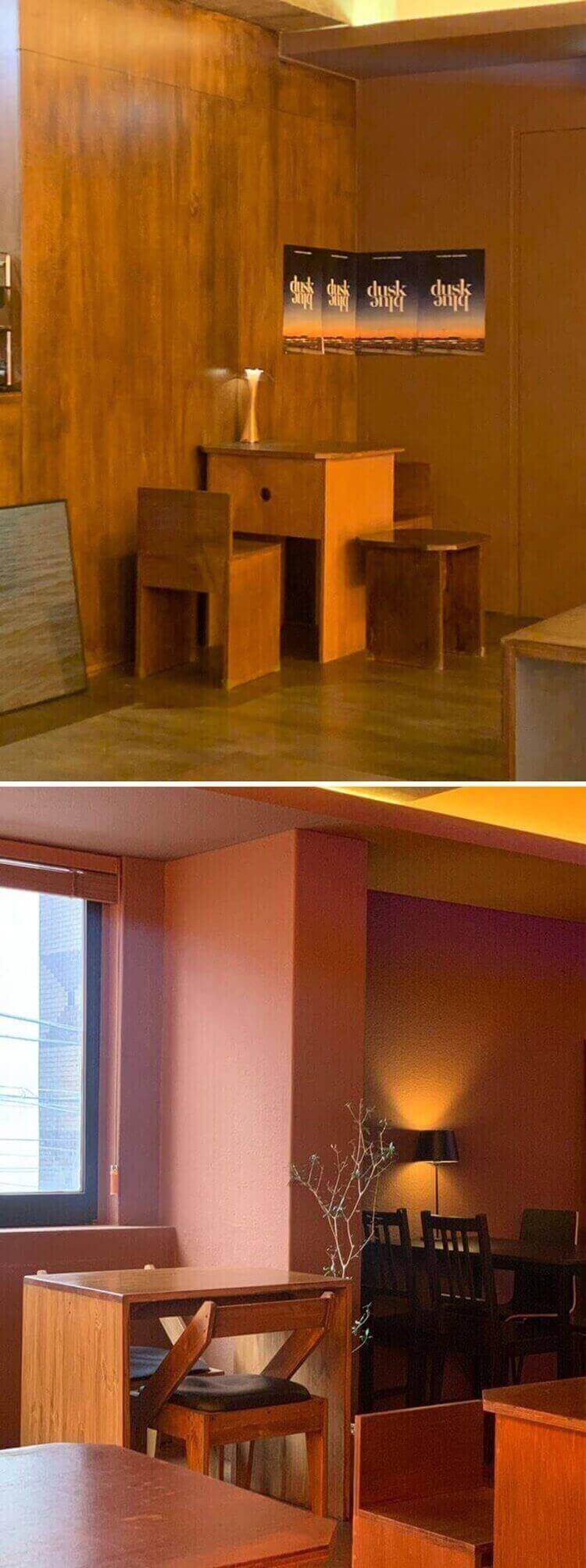 양쪽 끝자리의 인테리어와 분위기