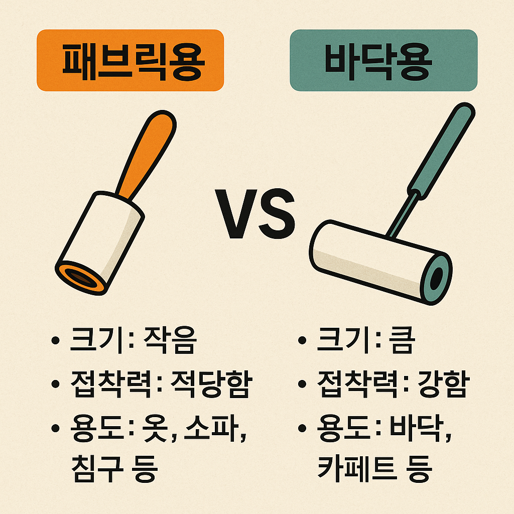 테이프 클리너(돌돌이) 종류별 비교 – 패브릭용 vs 바닥용