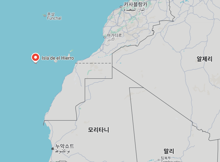 엘이에로 화산섬의 위치를 알 수 있는 지도