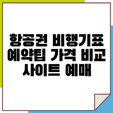 항공권 비행기표 예약팁 가격 비교 사이트 예매