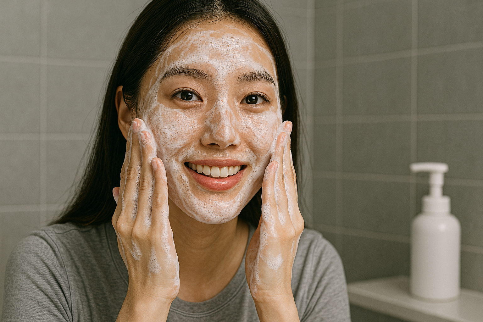 세안제 쓰는 여성