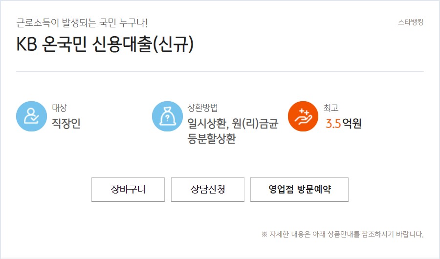 KB 온 국민 신용대출(신규)