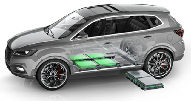 전기자동차에 장착된 배터리 이미지