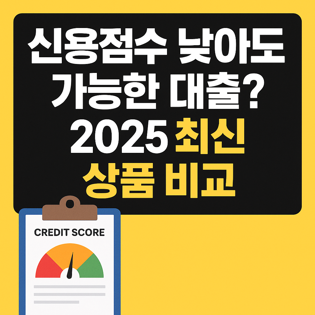 신용점수 낮아도 가능한 대출? 2025 최신 상품 비교