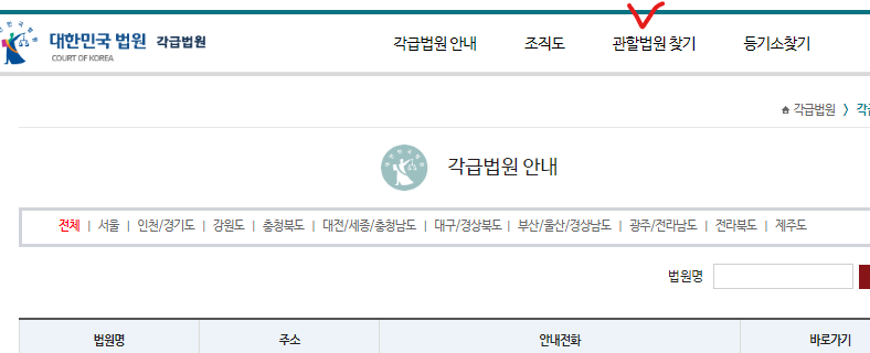 대한민국 법원 홈페이지