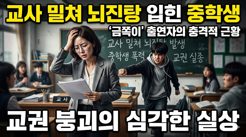 광주 금쪽이 출연자의 충격적 근황: 교사 밀쳐 뇌진탕 입힌 중학생과 교권 붕괴의 실상